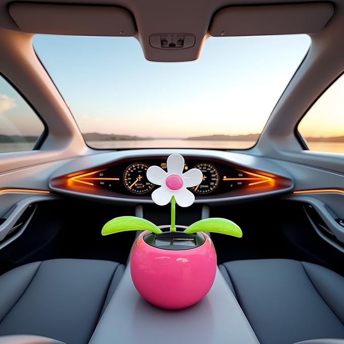 Rose Red Solar Dancing Flower Car Dashboard Decorations - Funny Solar Powered Dancing Flower Pot Flower Swinging Toy for Car Decor Funny Gifts for Friends Solar Power Kits Learning and Education