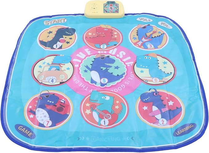 Musical Dance Pad, Dance Mat, Electronic Music Pad for Kids, Toddlers, Foldable Levels Dinosaur Challenge, with Bright Colors,