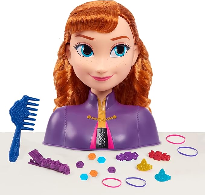 Disney’s Frozen 2 Anna 7.5-inch Styling Head, 17-Pieces, Dress Up and Pretend Play, Kids Toys for Ages 3 Up by Just Play