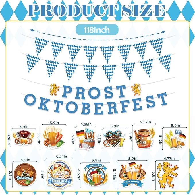 Oktoberfest Decorations Include Prost Oktoberfest Glitter Banners Hanging Swirls Honeycomb Centerpieces Bavarian Pennant Banners German October Festival Decorations Beer Theme Party Supplies