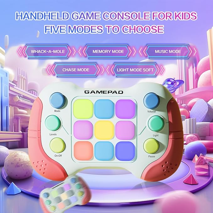 Christmas Fast Push Game Fidget Toys Handle, Upgraded Flashing Quick Press Games Pro for Kids, Speed Push Light Up Fidget Game, Educational Handheld Console Gamepad Toy for Boys, Girls