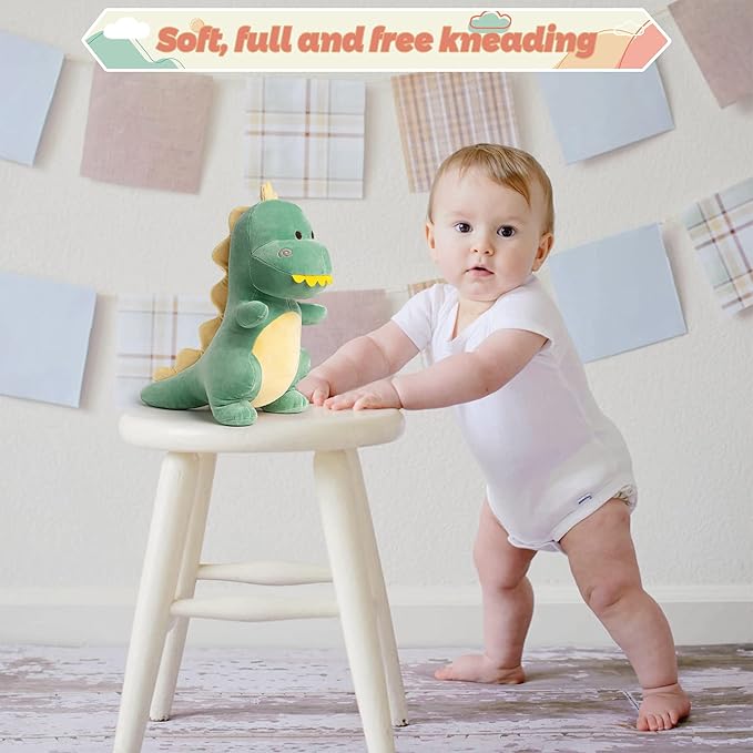 Dinosaur Stuffed Animal,12“ Cute Stuffed Dinosaur Plush Soft Dino Plushie Toys for Boys Girls Baby Kids (Green)