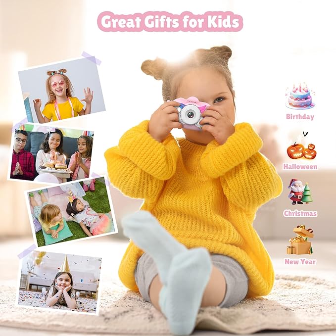 Kids Camera for Girls Toddlers, 3-12 Year Old Girl Gifts Toys, HD Digital Toddler Camera for Kids, Christmas Birthday Gifts Kid Camera Toys for 3 4 5 6 7 8 9 10 12 Year Old Girls Boys
