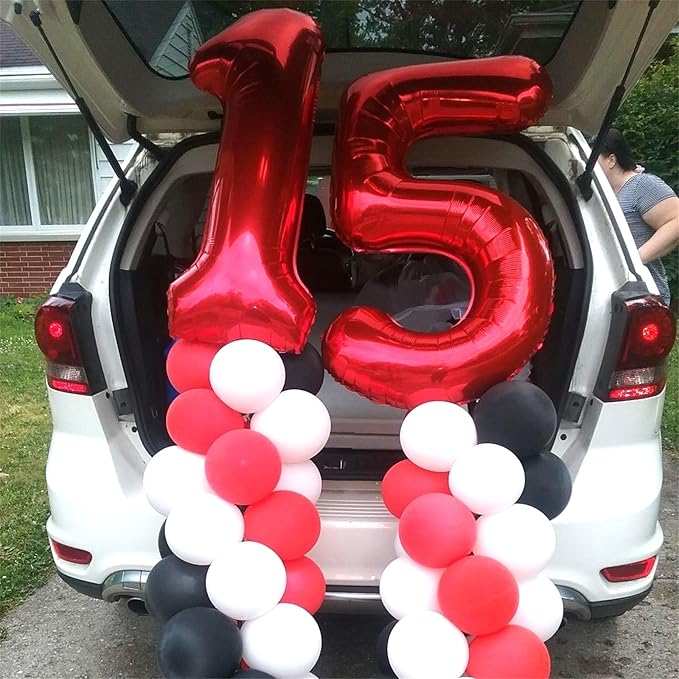 40 Inch Red Number Balloons, Giant Foil Number 5 Balloons for Girls Boys 5th Birthday, 0-9 Set Balloon for Women Men 25th Birtyday Party Decoration Christmas Anniversary Graduation Decoration Supplies