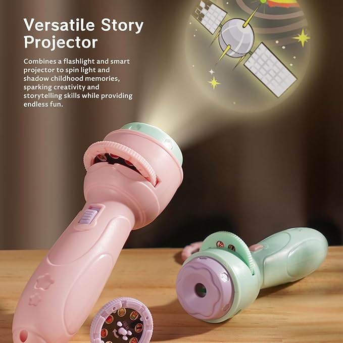 Projector Flashlights for Kids 120 Patterns & 15 Theme Story Projector Fun Play Educational Toy Flashlight for Girls Boys 18 Months+, Style-1