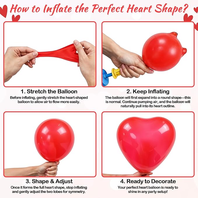 Light Pink and Red Balloons, 12 Inch 50 Pcs Pink and Red Heart Shaped Latex Balloon, White Heart Printed Balloons, for Valentine’s Day Wedding Engagement Anniversary Birthday Party Decorations