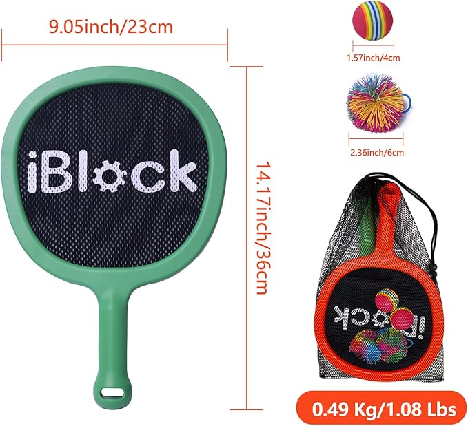 Portable Paddles and Bouncy Balls Set for Kids or Adults’ Indoor Outdoor Activities, Sport Game for Beginner or Intermediate, Swing Racket in Beach Pool Backyard Playground Lawn Park or Court