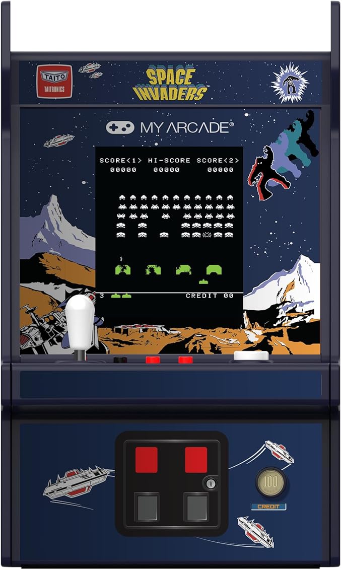 My Arcade Space Invaders Micro Player Pro: Retro Games, 6.75" Mini Arcade Machine, Video Game Collectibles