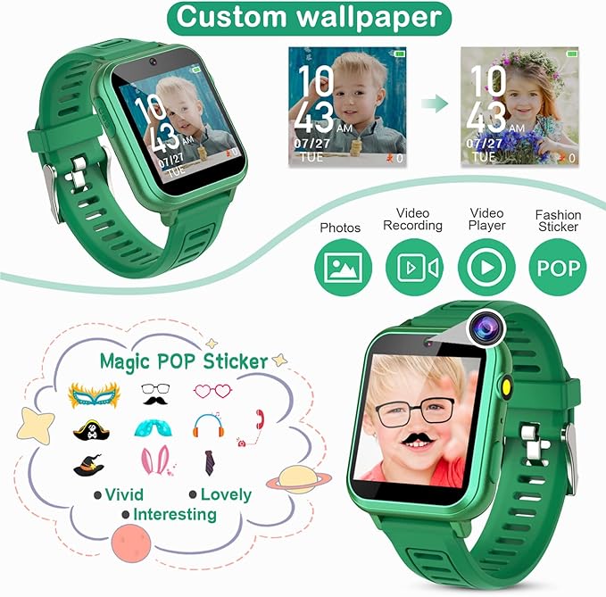 Kids Game Smart Watch Boys with 39 Puzzle Games Camera Video Player Pedometer Alarm Clock Calculator Flashlight 12/24 hr HD Touch Screen Kids Watches Toys for 7 8 9 10 11 12 Year Old Boys
