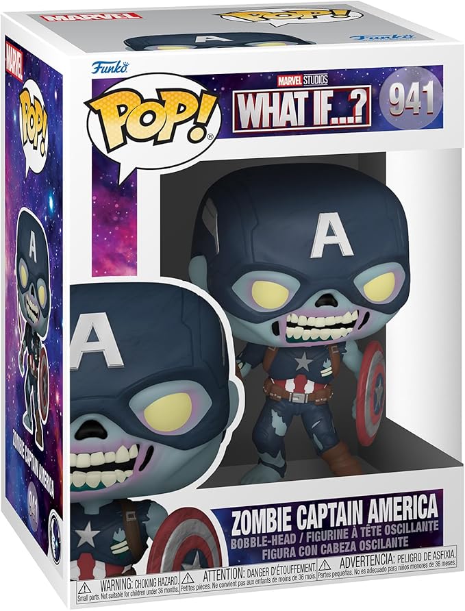 Funko Pop Marvel: What If? - Zombie Captain America Vinyl Bobblehead - Marvel What If - Collectable Vinyl Figure - Gift Idea - Official Merchandise - Toys for Kids & Adults - Superheroes Fans
