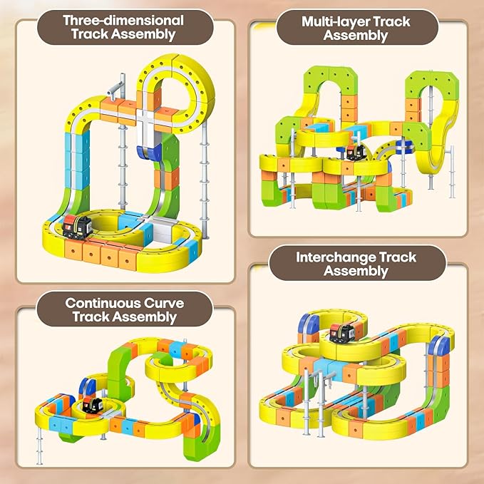3D Gravity-Defying Electric Magnetic Train Set,Modular Reconfigurable Race Track Kit, STEM Educational Building Toy for Kids 3-12, Safe & Durable for Boys Girls