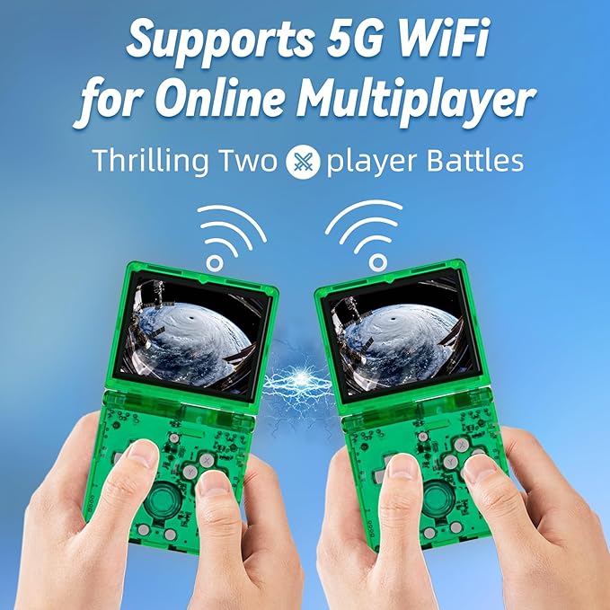 Anbernic RG35XXSP Flip Retro Handheld Game Console ,3.5 Inch IPS Screen Linux System Built-in 64G TF Card 5532 Games Support 5G WiFi Bluetooth TV Output(Green-new)
