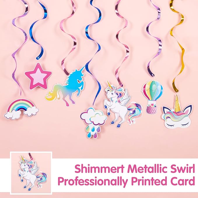 WERNNSAI Unicorn Hanging Swirls - 21PCS Rainbow Unicorn Birthday Decorations Ceiling Streamers for Girls Birthday Party Supplies Unicorn Theme Hanging Decor