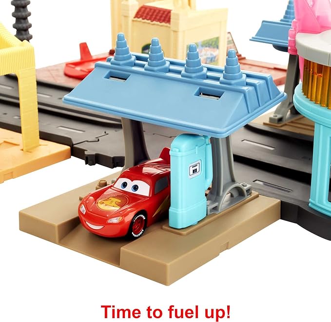Mattel Disney and Pixar Cars On The Road Playset with 2 Toy Vehicles & Light-Up Countdown, Includes Lightning McQueen & Mater Truck