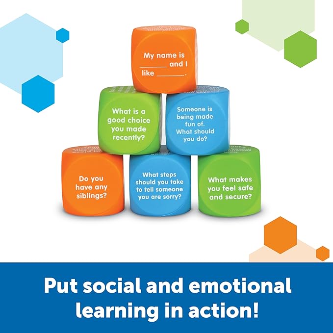 Learning Resources Let's Talk Cubes - Social Emotional Activities, Speech Therapy Materials, Ice Breaker, Occupational Sensory Gifts For Boys And Girls, Classroom Must Haves, Teacher Supplies
