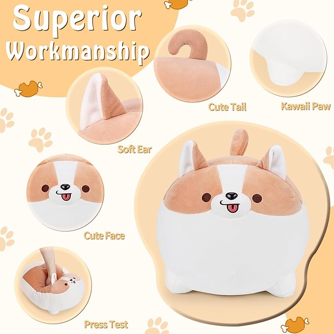 Auspicious beginning Shiba Inu Plush Pillows-16'' Corgi Plushie Stuffed Animals Giant Corgi Plush, Dog Plush Pillow Hugging Pillow Cushion Soft Shiba Plush Toy Big Stuffed Animals
