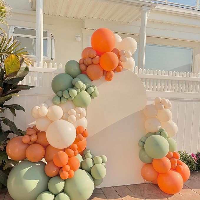 Dusty Green Orange Balloon,Brown Nude Jungle Safari Wild Woodland Balloon, Olive Green Orange Cream Balloons for Neutral Baby Shower Bridal Shower Gender Reveal Birthday Fall Party Decorations