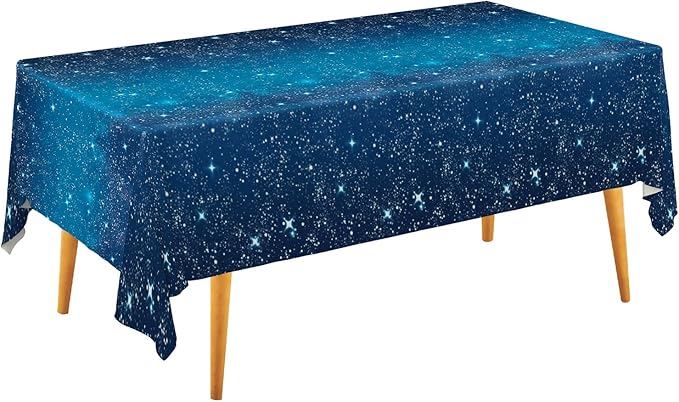 Gatherfun Space Tablecloth Space Stars Theme Party Supplies Starry Night Tablecloth Waterproof Plastic Galaxy Table Cover for Birthday Party Decorations 54x108 Inch 3PCS
