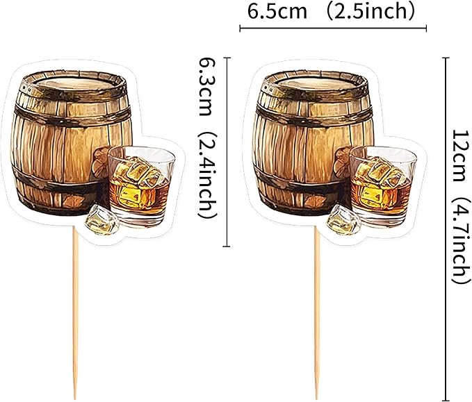 Ercadio 24 PCS Beer Party Cupcake Toppers Cheers and Beers Happy Birthday Decor for Father's Day Beer Kegs Cake Topper Favor for Summer Family Party Decor Supplies