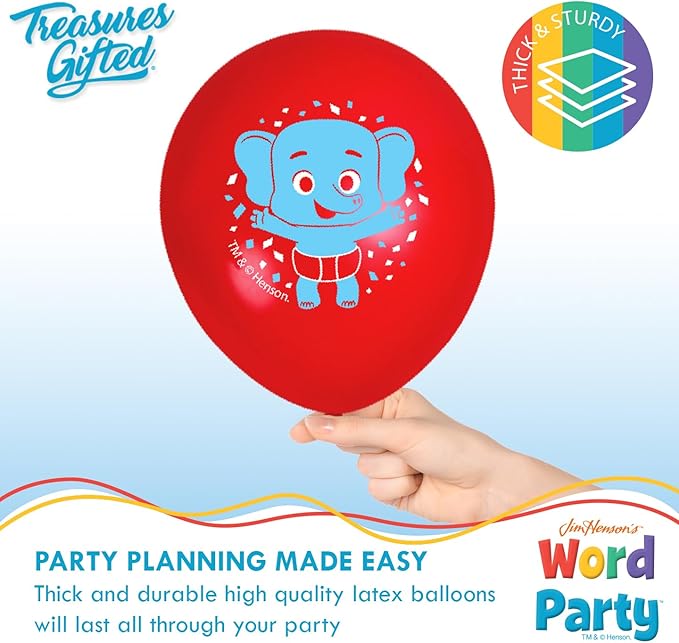 Treasures Gifted Officially Licensed Jim Henson’s Word Party Balloons - 24 Pack - 12" Word Party Birthday Balloons - Word Party Birthday Party Supplies - Latex Balloons for Word Party Birthday