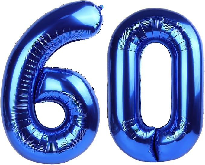40 Inch Navy blue Number 60 Digital Balloon,Jumbo Mylar Foil Helium Balloon for 60 Balloons for Birthday Party,Wedding Anniversary Party Decorations