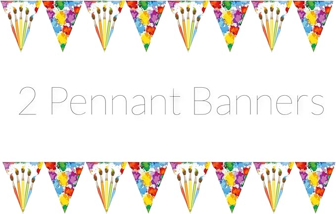 Oojami 3 Pack Artist Plastic Tablecloth, 54" x108", with 2 Pennant Banners Ideal for Art Themed Party Supplies, Artist Themed Birthday Party Decorations, Artist Themed Painting Supplies Table Covers