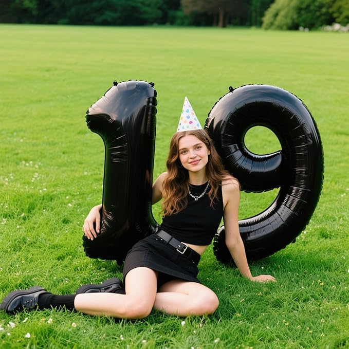 40 Inch Large Black Number 9 Balloons Foil Balloons 19th 39th 49th 59th 69th Giant Number Balloons for Men Women Birthday Party Anniversary Celebration Decorations