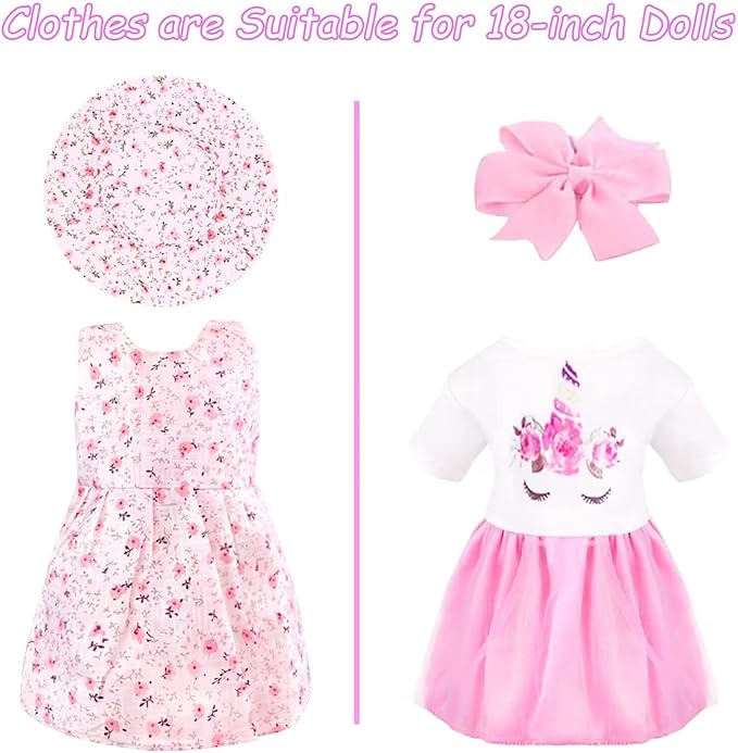BNUZEIYI 17Pcs 18 Inch Girl Doll Clothes and Accessories Doll Accessories Travel Play Set with Travel Pillow Camera for 18 Inch Dolls Gift for Girls