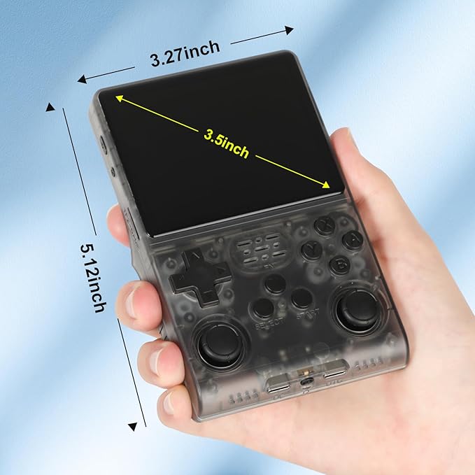 R40S Pro Handheld Game Console, Over 30,000 Pre-Installed Games, More Than 20 Retro Emulator Systems, 3.5 inch IPS Full-View HD Screen，256GB (Gray)