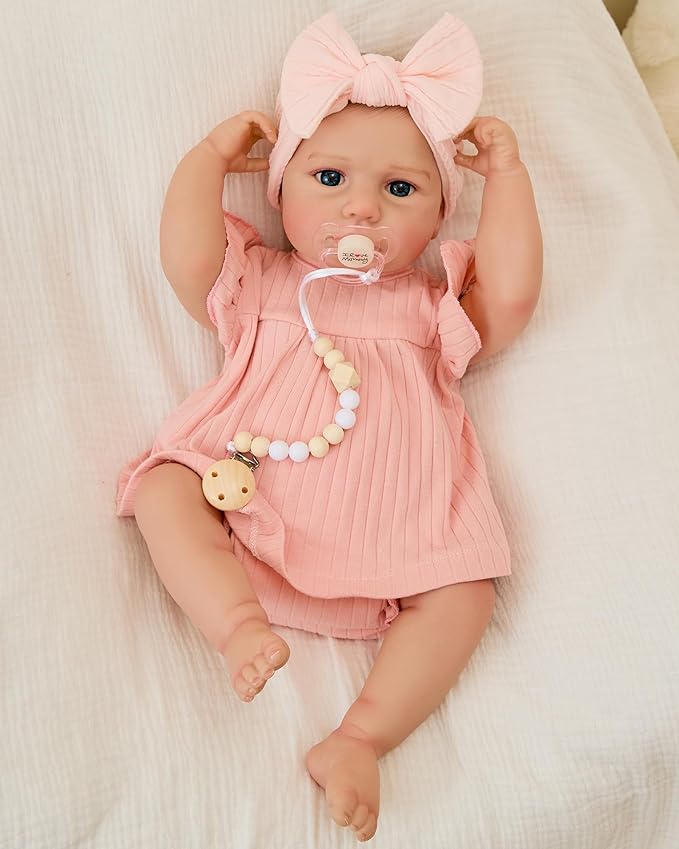 Realistic Reborn Baby Dolls-18 Inch Realistic Baby Doll Girls Soft Cloth Body Reborn Baby with Gift Box for Kids Age 3+