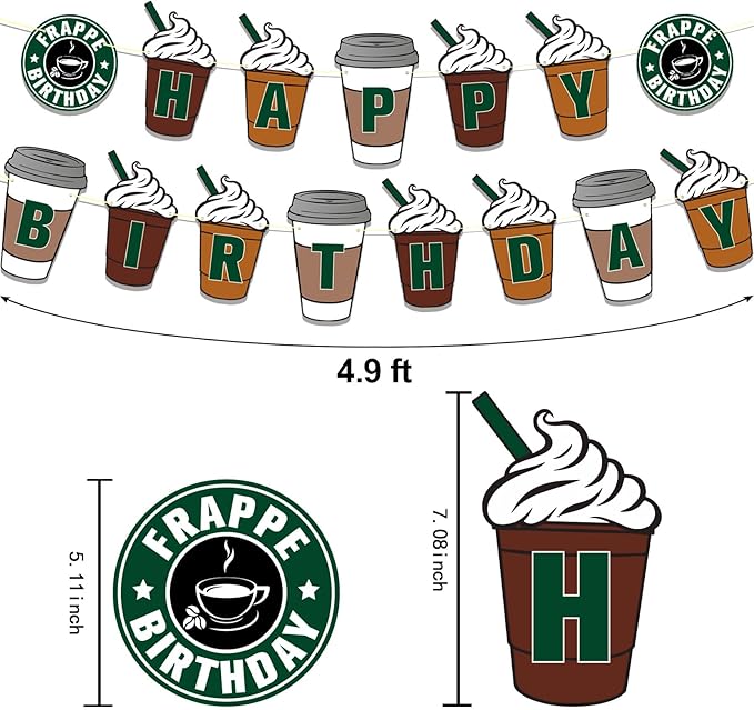 Coffee Party Decorations Frappe Happy Birthday Banner Coffee Cafe Birthday Party Supplies