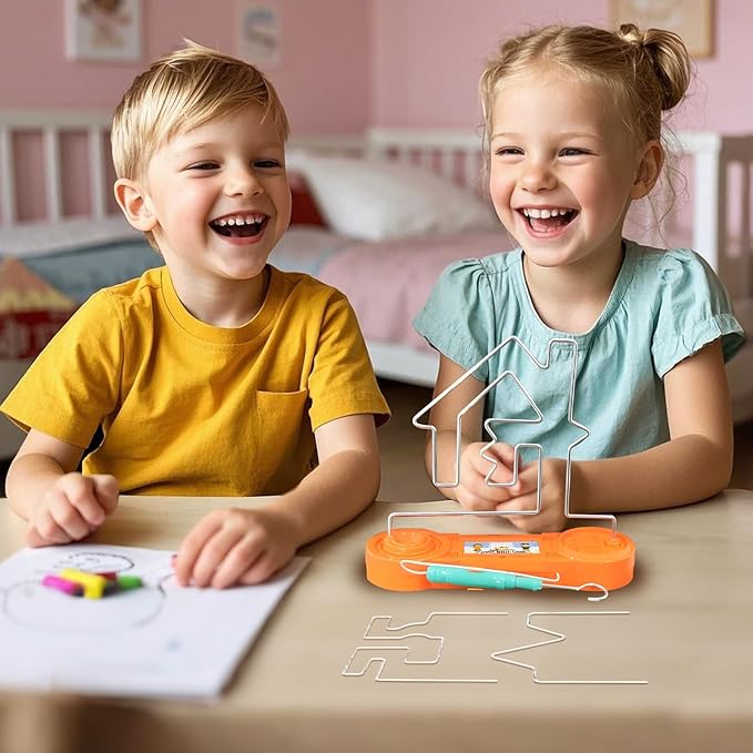 Electric Shock Game for Kids, Brain-Boosting & Fun Challenge Toy, Bright Color Collision Maze with Electric Shock, Engaging Family Game, Safe and Exciting for Children (Orange 3 in 1)