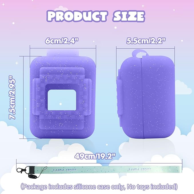 Silicone Cover Case for Bitzee Interactive Toy Digital Pet, Silicone Protective Cover for Bitzee Virtual Electronic Pets, Digital Pet Accessories for Bitzee with Lanyard, Purple (Case Only)