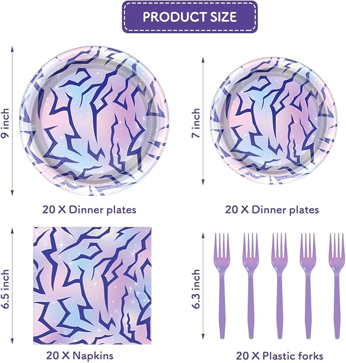 Purple Demon Party Tableware Purple Demon Plates Purple Party Decorative 20 Guests