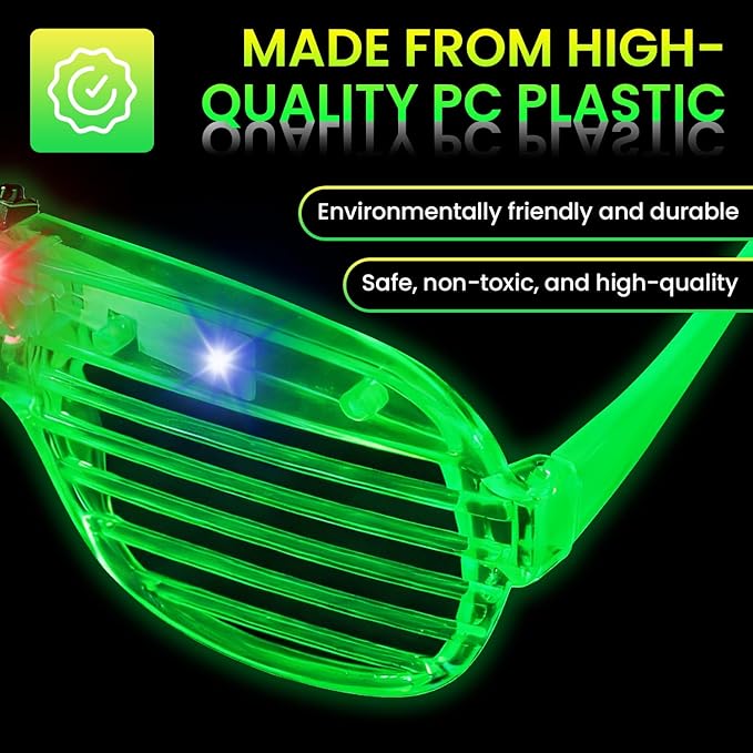 120 Pack LED Glasses ,6 Colors Light Up Glasses Glow In The Dark Party Supplies , Party Glasses for Adults , Glow Shutter Glasses for Valentines Day , New Year's Eve Decoration , Birthday