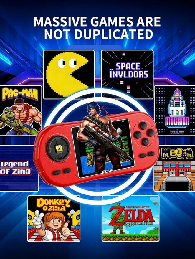 Handheld Game Console Preloaded 300 Retro Video Games,Portable Gaming System Rechargeable Battery 3.0" IPS Screen, Mini Arcade Electronic Toy Birthday Present Gifts for Family Friend