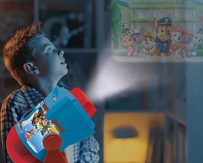 LEXiBOOK Paw Patrol - My Stories Brought to Light - Story Projector with Sounds, Timer and Booklet, Blue/red