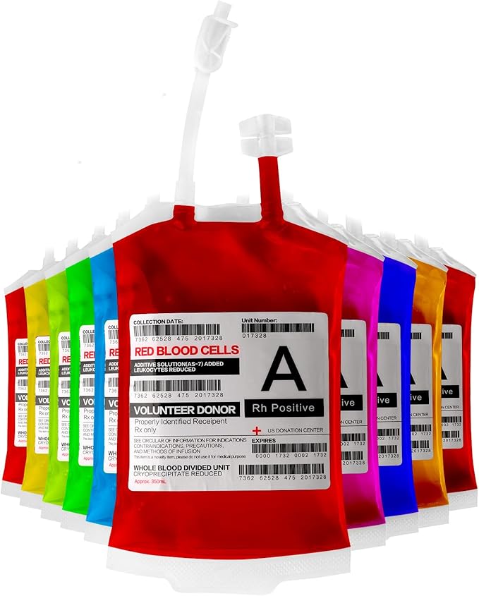 meowtastic Blood Bags for Drinks for Halloween Party Decorations, Reusable Halloween Blood Bag Drink Pouches with Syringe, IV Bags for Drinks, Vampire Nurse Graduation Decoration Supplies, Pack of 10