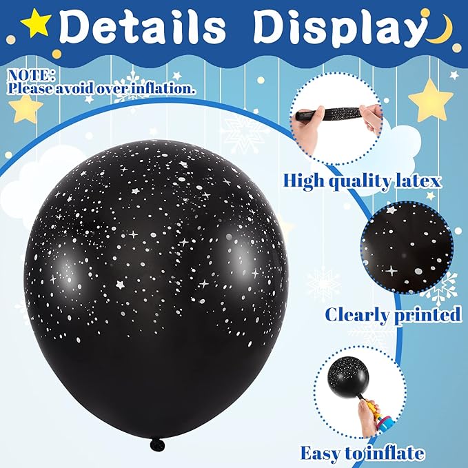 Deekin 40 Pcs 12 Inch Metallic Galaxy Theme Balloons Latex Outer Space Planet Balloons Space Astronaut Theme Birthday Party Decorations Supplies for Teens and Adult