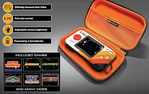 My Arcade Atari Pocket Player Bundle: Portable Video Game Console with 100 Games, Travel Case and Screen Protector Included