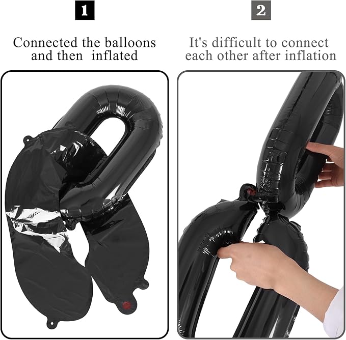 24 Pcs Chain Balloons,Giant Black Chain Balloons Garland,16 inch Foil Chain Balloons for 80s 90s Party Decorations Birthdays Weddings Graduations Hip Hop Retro Theme Party Supplies (Black)