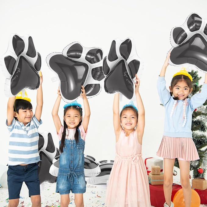 Hungdao 9 Pcs 28 x 26 Inch Grey Dog Paw Balloons Paw Print Foil Balloons Large Puppy Birthday Party Supplies for Baby Shower Pets Dog Themed Party Decorations
