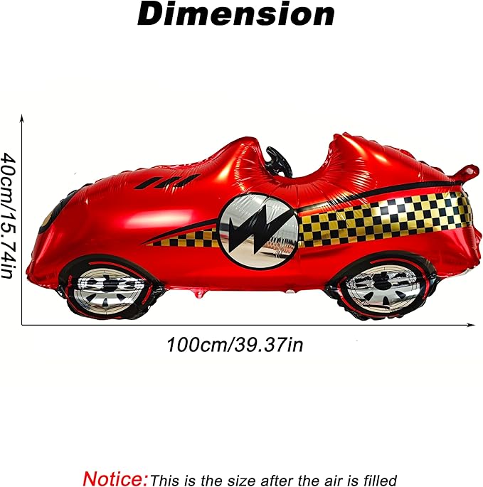 3D Self Standing Race Car Tire Foil Balloon Red Car Balloons For Birthday Boy Race Themed Party Baby Shower Decorations Supplies