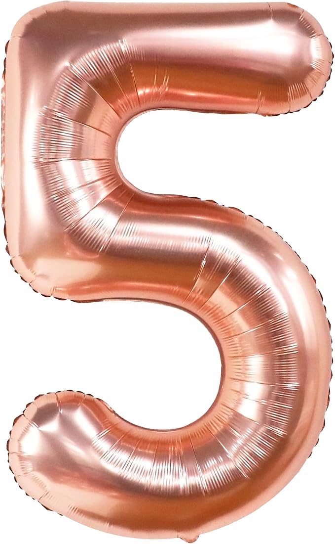 KatchOn, Giant, Rose Gold Number 5 Balloon - 40 Inch | Five Balloon | Rose Gold 5 balloon, Rose Gold 5th Birthday Decorations for Girls | Rose Gold 5 Birthday balloons for Girl