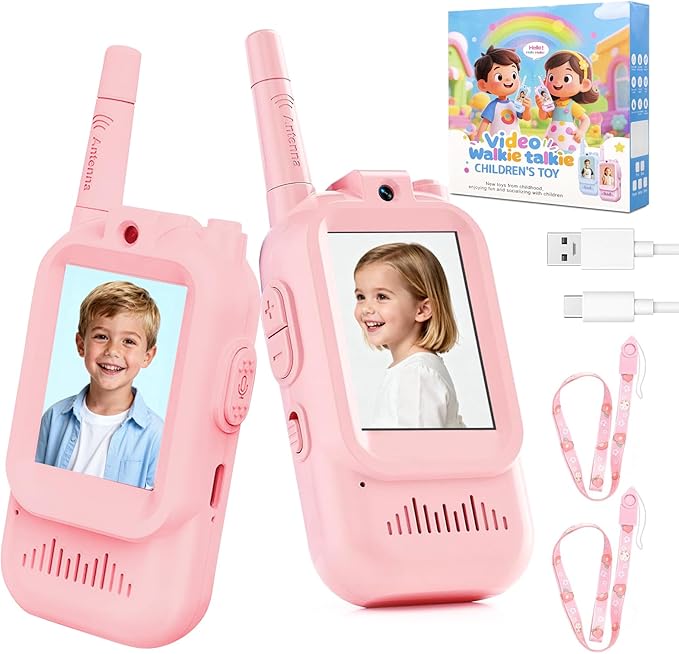 Video Walkie Talkies for Kids Toys, for Grandkids, 2 Pack HD Kids Walkie Talkies Long Range Toddler Camera Games, Parent-Child Interaction Girl Outdoor Toys