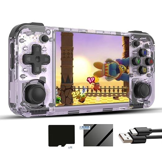 RG35XX H Linux Retro Handheld Game Console 35xx H with a 64G Card Pre-Loaded 5570 Games,RG35XXH 3.5'' IPS Screen Supports 5G WiFi Bluetooth HDMI and TV Output (RG35XXH-Purple-NEW)