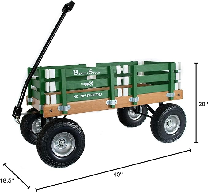 Berlin Flyer Sport Wagon - Model F410 - Amish Made in Ohio, USA - 10" No-Flat Tires (Emerald Green)