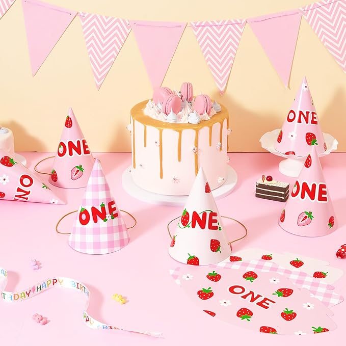 WERNNSAI Birthday Party Hats - 12 Pcs Birthday Party Supplies Cone Hat Headbands Colorful Paper Party Hats for Kids