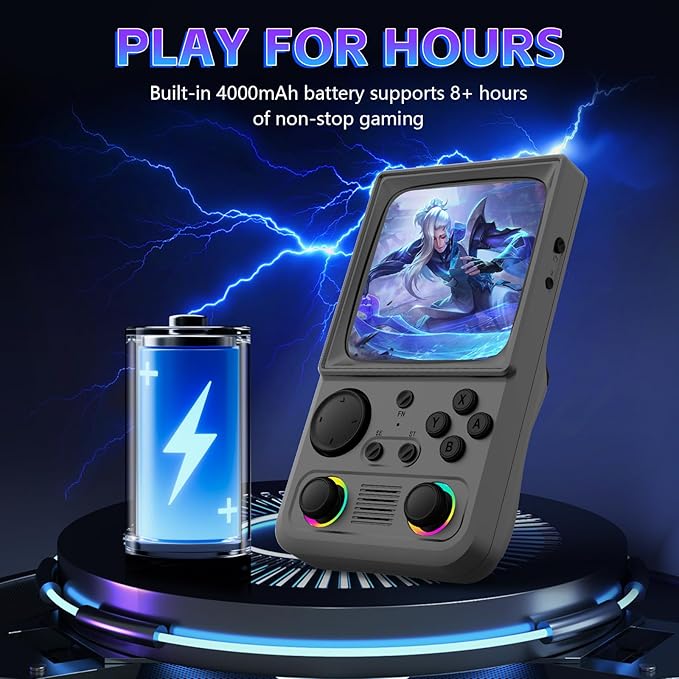 R36TMAX Retro Handheld Game Console, 4.0 Inch IPS HD Screen Retro Gaming Console, Handheld Game Console with 18000+ Classic Games, Supports WiFi Networked Fighting and OTG, Built-in 64G-Classic Gray