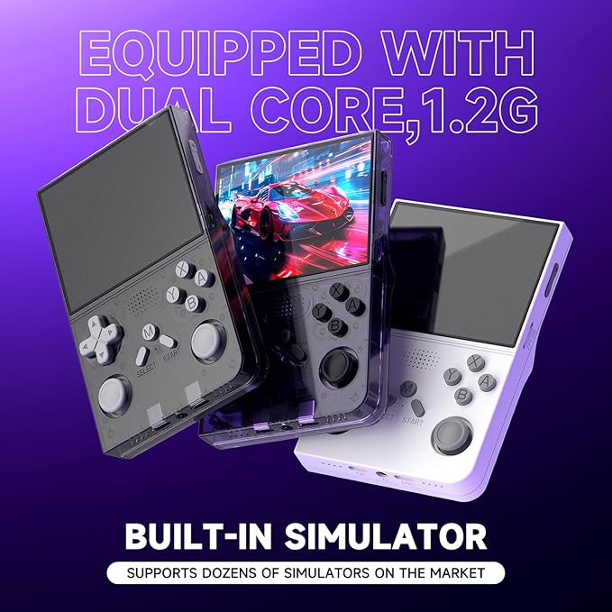 R40 Retro Handheld Game Console - Open Source System,3.5" IPS Screen, 18,000+ Classic Games, 128G TF Card, 3000mAh Battery, Portable Gaming Player for Travel, Retro Gaming Console, White